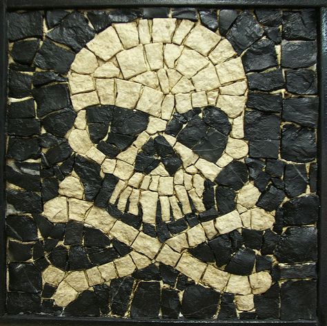 I'm guessing we won't have this backsplash - but damn, it's cool! Mosaic Madness, Pirate Life, Jolly Roger, A Skull, The Skull, Mosaic Projects, Skull And Crossbones, Skull And Bones, Memento Mori