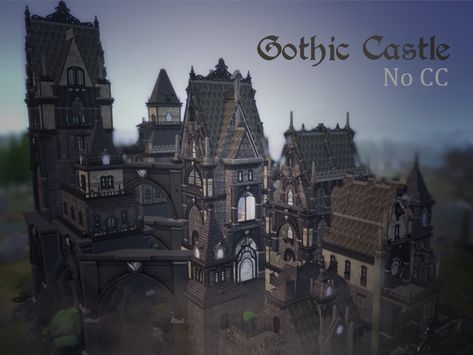 Sims 4 Victorian Castle, Sims4 Gothic House, Sims 4 Dark Mansion, Bloxburg Gothic Mansion, Sims 4 Gothic Build Cc, Gothic Castle Layout, The Sims 4 Castle No Cc, Sims 4 Goth Mansion, Sims 4 Gothic Decor