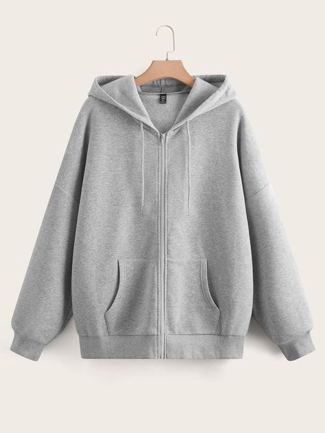 Light Grey Casual  Long Sleeve Cotton Plain Zip Up  Slight Stretch Fall/Winter Plus Size Sweatshirts Hoddies Outfits, Shein Plus Size, Hoodie Png, Plus Size Sweatshirts, Thermal Hoodie, Plus Size Cocktail Dresses, Stylish Hoodies, Fashion Top Outfits, Clothing Vintage