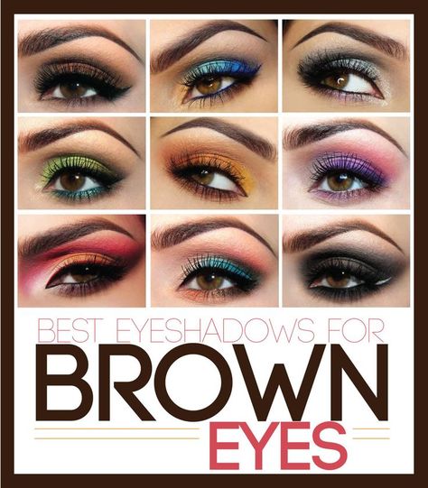 Find some great ideas for colors to use with your beautiful brown eyes! (see MakeupGeek for more info) Eyeshadow For Brown Eyes, Beautiful Brown Eyes, Best Eyeshadow, Makijaż Smokey Eye, Younique Makeup, Eye Shadows, Colorful Eyeshadow, Long Lashes, Makeup Geek