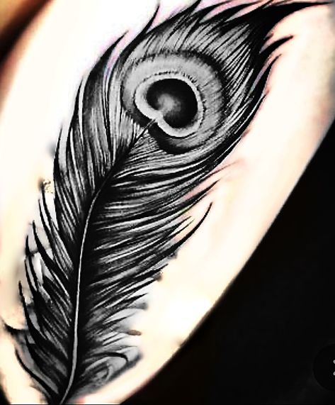 Peacock Tattoo Black And White, Om Tattoos, Flute Tattoo, Peacock Feather Tattoo, Peacock Tattoo, Feather Tattoo Design, Om Tattoo, White Peacock, Shoulder Tattoos