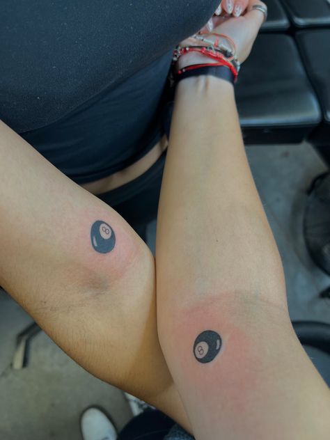 #tattoo #matchingtatto #tattooideas 8 Ball Tattoo Small, Eight Ball Tattoo, Magic 8 Ball Tattoo, 8 Ball Tattoo, Skin Doodles, Maching Tattoos, Tiny Tats, Ball Tattoo, M Tattoos