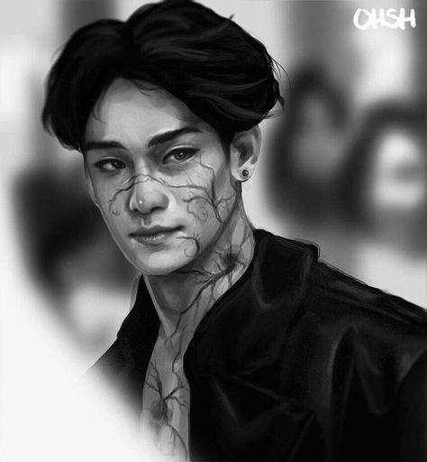 Lichtenberg Figure (Chen) - OHSH. The lichtenberg figure is the scars left behind from being struck by lightening. Struck By Lightning Scar, Lightning Scar, Lichtenberg Figures, Exo Anime, Dino Art, Exo Art, Exo Fan Art, Exo Fanart, Exo Chen