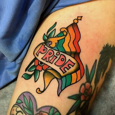 Traditional Pride Tattoo, Pride Flag Tattoo, Lgbtq Tattoos, Bisexual Tattoo, Gay Tattoos, Lgbtq Things, Gay Pride Tattoos, Colored Tattoos, Lgbt Tattoo