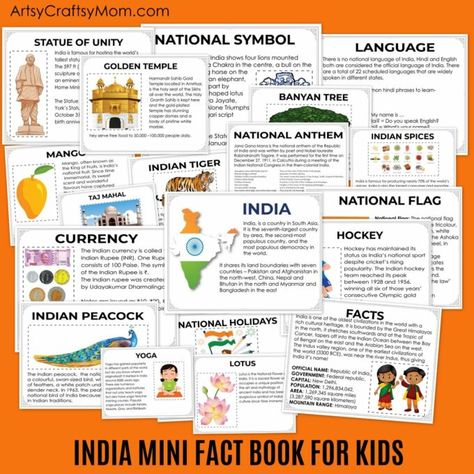 India Fact Book Fun Facts About India, Independence Day Crafts, Country Study, India For Kids, Country Studies, About India, Country Facts, India Independence, Teaching Numbers