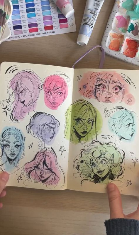 Gret Lusky Sketch, Sketchbook Start Page, Art Sketchesbook, Colored Sketches, Art Journal Therapy, Sketchbook Art Journal, Art Diary, Arte Sketchbook, Dessin Adorable