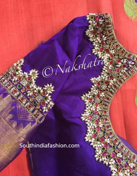 guttapusalu blouse patterns Pearl Work Blouse Designs, Blouse Designs For Silk Sarees, Work Blouse Designs, Maggam Work Blouse, Saree Bollywood, Pearl Work, Traditional Blouse Designs, Wedding Saree Blouse Designs, Blouse Design Images