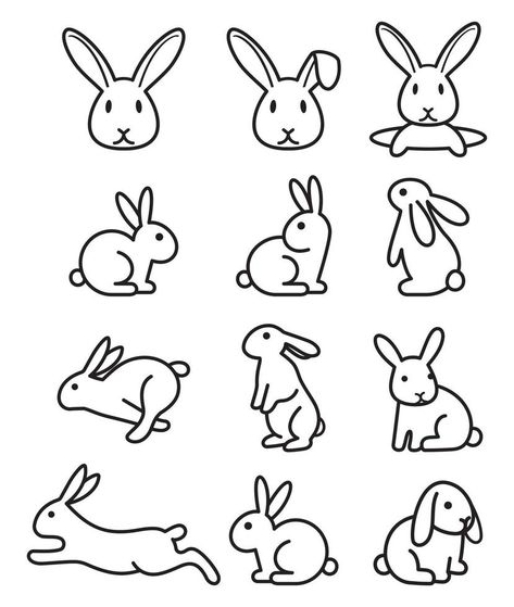 Rabbit Icon, Rabbit Vector, Rabbit Illustration, Rabbit Cartoon, Vector Illustrations, Line Icon, Embroidery And Stitching, Pottery Painting, Nature Design