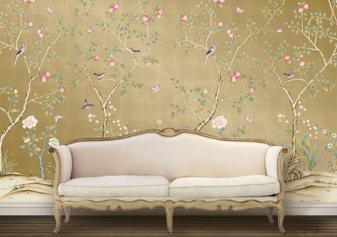 Temporary Wallpaper Bathroom, Gracie Wallpaper, De Gournay Wallpaper, Modern Chinoiserie, Stencil Painting On Walls, Bedroom Redo, Chinoiserie Wall, Temporary Wallpaper, Chinoiserie Wallpaper