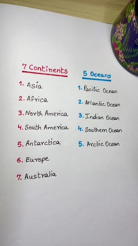 Continents and Oceans. | LK Logy | LK Logy · Original audio Aesthetic Lists, 7 Continents And 5 Oceans, Studying Tricks, General Knowledge For Kids, Digraphs Worksheets, Upsc Notes, Solar System For Kids, Ias Study Material, Biology Projects