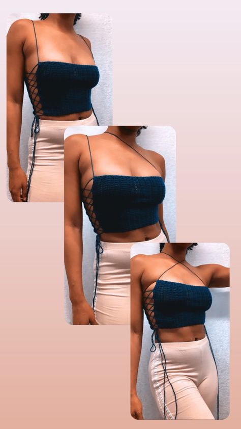 Crochet Top And Jeans Outfit, Crochet Corset Top, Crop Top Ideas, 2024 Crochet, Instagram Baddies, Diy Crochet Top, Crochet Tube Top, Tube Top Outfits, Crochet Stitches Chart