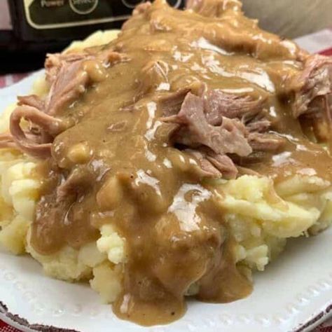 Slow Cooker Pork Shoulder Recipe - Back To My Southern Roots Pork Shoulder Roast Crock Pot, Crockpot Pork Shoulder, Slow Cooker Pork Shoulder, Pork Shoulder Recipe, Pork Shoulder Recipes, Slow Cooker Recipes Pork, Pork Chops And Gravy, Pork Roast Recipes, Pork Shoulder Roast