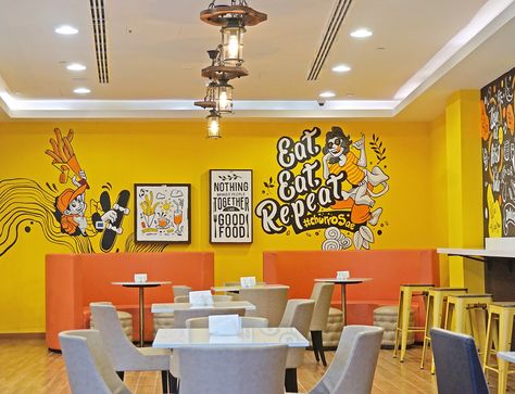 Graffiti / Doodle on Behance Graffiti Restaurant, Wall Graphics Restaurant, Graffiti Interior, Wall Graphics Design, Chocolate Walls, Restaurant Kitchen Design, Small Restaurant Design, Doodle Wall, Chicken Logo