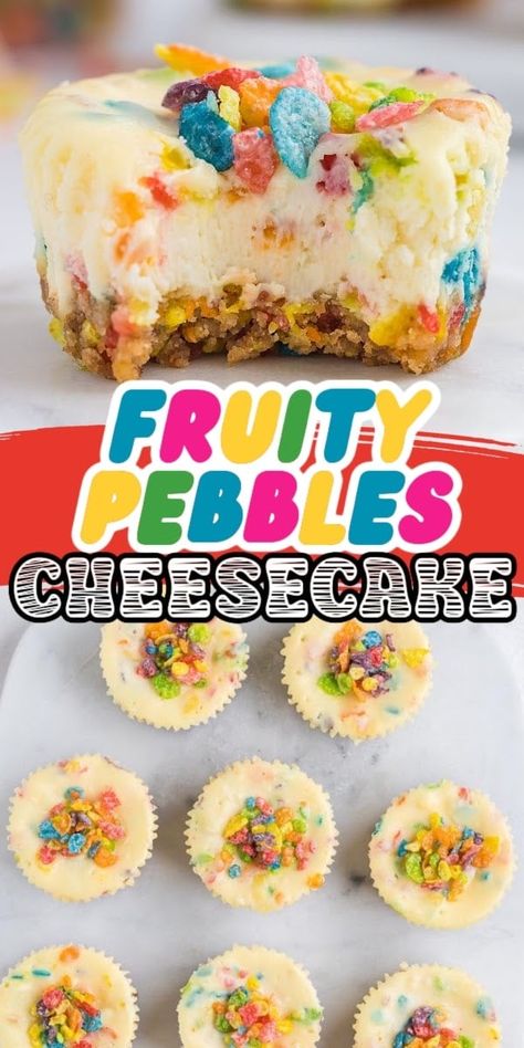 Fruity Pepples, Fruity Pebble Cheesecake, Colorful Breakfast, Fruity Pebble, Fruity Pebbles Cereal, Pastries Recipes, Mini Dessert Recipes, Pinky Girl, Mini Dessert