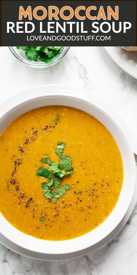 Best Lentil Soup Recipe, Moroccan Lentil, Moroccan Lentil Soup, Red Soup, Stews Recipes, Plant Based Soups, Vegan Lentil Soup, Quick And Easy Soup, Soup Maker