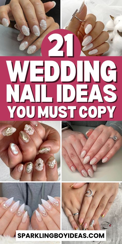 Wedding nails are a beautiful addition to your bridal look. Explore bridal nail designs and bridal manicure ideas to find the perfect style. From French manicures for weddings to unique wedding nail art, find inspiration here. Check out wedding nail trends and modern bridal nails. Choose the best wedding nail colors and wedding nail polish ideas. For a luxurious touch, try bridal gel nails and chic wedding nails. Make your wedding day nails unforgettable with these stunning wedding nail designs. Wedding Nails White Tips, Chrome Nails Wedding, Short Wedding Nail Designs, Nail Ideas For Brides Wedding Day, Nail Ideas Wedding Guest, Neutral Nails For Wedding, Summer Wedding Guest Nails, Bridal Gel Nails, Gel Wedding Nails