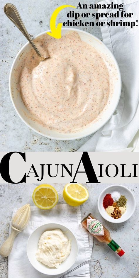 Cajun Aioli is a delicious mayonnaise based sauce that is seasoned with Cajun flavors, hot sauce, and lemon juice. Use this aioli recipe anywhere you would use traditional mayo, also makes an amazing dip! Best Aioli Recipe, Cajun Aioli, Aioli Recipes, Dips And Spreads, Aioli Sauce, Homemade Sauce Recipes, Aioli Recipe, Dipping Sauces, Snacks Für Party