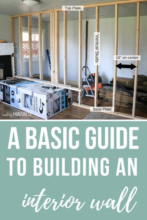 Renovating?? If so, you may need to build a new divider wall. You've gotta read this basic guide to building interior wall. Learn how to build a wall. #construction #building #wall #drywall Construction House, Building Wall, Framing Construction, Build A Wall, Construction Building, Diy Building, Divider Wall, Stud Walls, Diy Home Repair