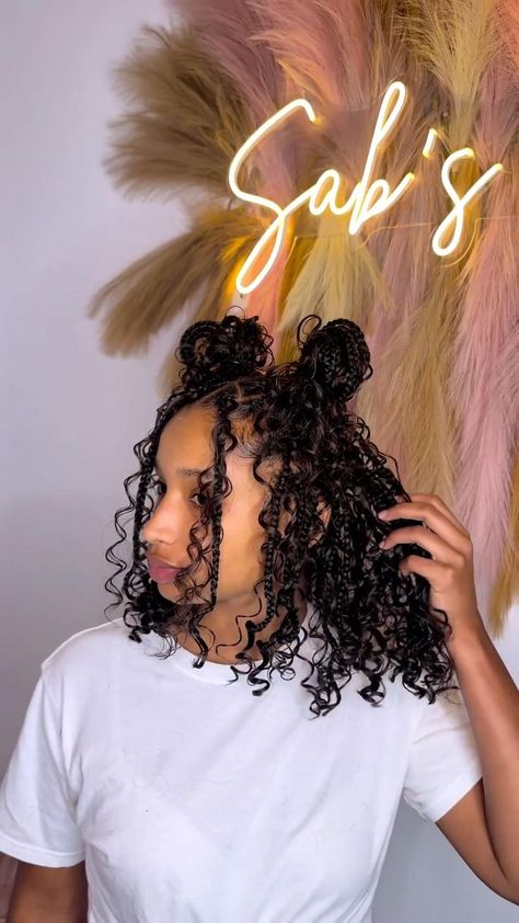 Bohemian Braided Hair, Knotless Braids Hairstyles, Short Box Braids Hairstyles, Short Box Braids, Bohemian Braids, Short Braids, Protective Hairstyles Braids, Pretty Braided Hairstyles, Braids With Curls