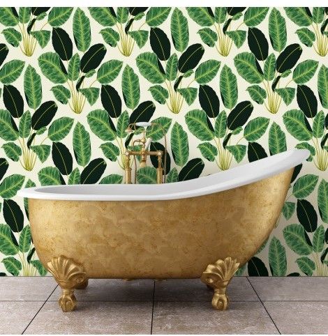 Bloom Jungle Removable Wallpaper Genevieve Gorder, Motif Wallpaper, Semi Gloss Paint, Banana Leaf Print, Stick Backsplash, Backsplash Tiles, Matte Paint, Flat Paint, Temporary Wallpaper