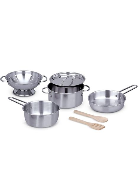 Kitchen Set For Kids, Stainless Steel Pots And Pans, Kids Kitchen Accessories, Toddler Kitchen, Kitchen Sets For Kids, Pretend Kitchen, Cooking Toys, Childrens Kitchens, Pretend Play Kitchen