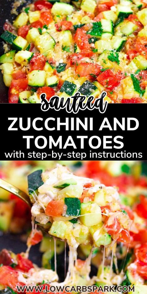 This summer side dish features sautéed zucchini and tomatoes, seared to perfection and topped with cheese. Ready in 20 minutes, it's a classic combination you'll love. Fresh Vegetable Recipes, Zucchini And Tomatoes, Sautéed Zucchini, Zucchini Side Dishes, Tomato Dishes, Fresh Zucchini, Zucchini Tomato, Keto Side, Summer Side Dish