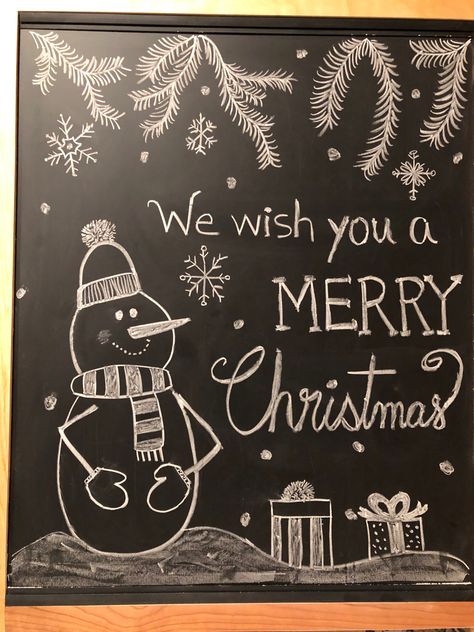 Blackboard Christmas Art, Christmas Blackboard Art, Christmas Chalk Art Easy, Christmas Black Board Ideas, Chalk Christmas Art, Easy Christmas Chalkboard Art, Christmas Chalkboard Art Easy, Christmas Chalkboard Ideas Easy, Christmas Whiteboard Ideas