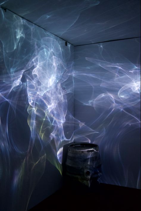 Immersive light installation by Ellen Barratt Under the Barbers’ Shop London, March 2017 Water Projection Installation, Dispute Aesthetic, Forest Chandelier, Interactive Light Installation, Artwork Installation, Water Projection, Projection Installation, Light Art Installation, Light Setup