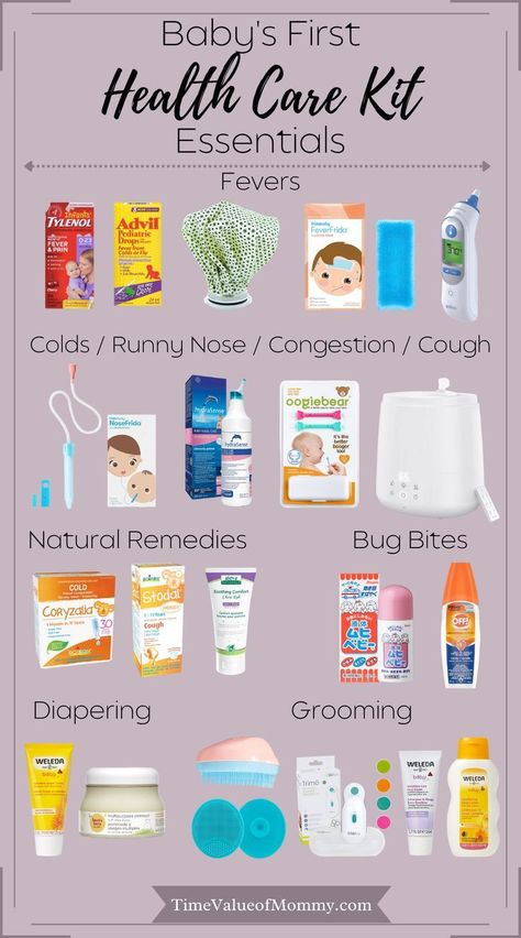 Little kids get sick ALL THE TIME. Stock your nursery by preparing your baby's first health care kit with these baby essentials. You want to be prepared for those scary nights where your little one spikes a high fever, or has a runny nose that doesn't seem to go away. Are you looking for mosquito bite relief for babies, or ways to prevent cradle cap? Click into the post to learn more about how to measure fevers, remedies and what to do for newborns, infants and toddlers when they're ill. Baby Medicine Kit, Sick Baby Remedies, Mosquito Bite Relief, Sick Day Essentials, Time Value, Bite Relief, Baby Medicine, Medicine Kit, Baby Toiletries