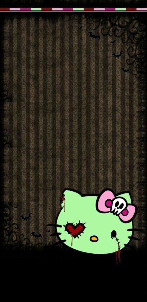 Hello Kitty Wallpaper Black, Gangsta Hello Kitty, Hello Kitty Banner, Kitty Banner, Hello Kitty Halloween Wallpaper, Zombie Wallpaper, Almost Halloween, Hello Kitty Wallpaper Hd, Cute Zombie