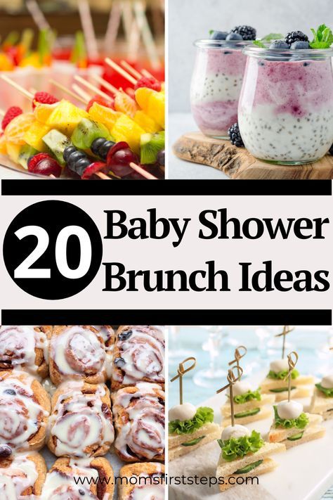 Looking for baby shower brunch ideas? This list of 20 easy-to-prepare, delicious, baby shower brunch food ideas will help you plan the perfect baby shower. This list will inspire you whether you're the expectant mom-to-be or if you're a loved one helping to plan the baby shower. Happy brunching! Easy Baby Shower Breakfast Food, Brunch Ideas For Baby Shower Girl, Brunch Ideas For Baby Shower Boy, Brunch For Baby Shower Ideas, Baby Shower Brunch Menu Ideas Easy, Finger Foods Brunch, Brunch Ideas For Baby Shower Lunches, Morning Baby Shower Food, Baby Girl Brunch Shower Ideas