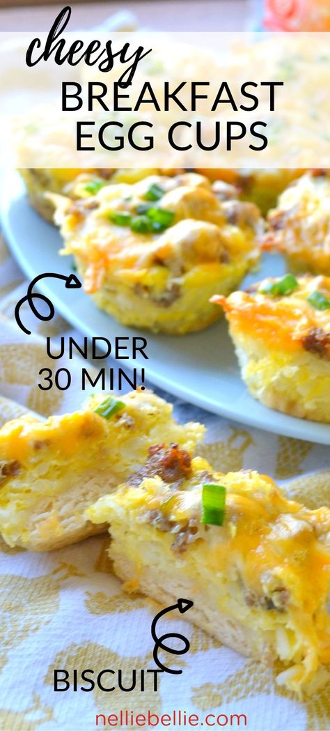 Muffin Tin Recipes Breakfast, Cheesy Egg Cups, Breakfast Muffin Cups, Breakfast Egg Cups, Egg Pastry, Egg Bake Casserole, Healthy Biscuits, Egg Muffin Cups, Breakfast Casserole With Biscuits