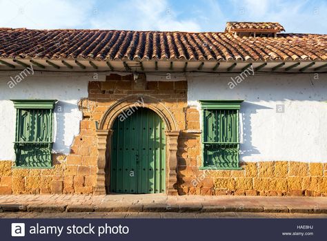 Historic colonial architecture in the town of Barichara, Colombia in Stock Photo: 126933230 - Alamy Colonial Facade, Colonial Architecture, In The Town, Spanish Colonial, Architecture Project, Tourism, Photo Image, Stock Images, Resolution