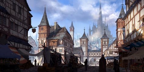 Medieval city, Jung yeoll Kim on ArtStation at https://www.artstation.com/artwork/D2B20 City Artwork, Fantasy Town, Medieval City, Bad Intentions, Fantasy Background, Sanders Sides, Landscape Concept, Level Design, Fantasy City