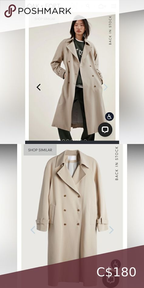 Oak & Fort Viral Oversized Trench NWOT Oversized Trench, Oak Fort, Oak And Fort, Fort, Trench Coat, Jackets & Coats, Jackets For Women, Blazer, Outfit Inspo