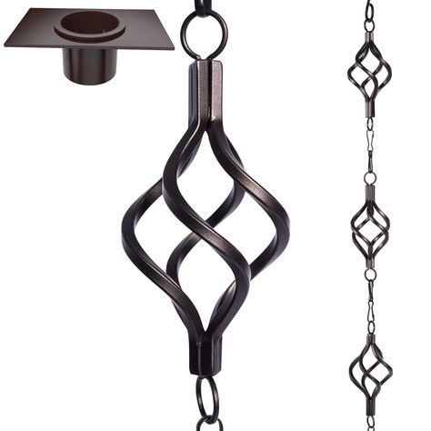 PRICES MAY VARY. Fashionable Birdcage Shape Rain Chain Design: Decorate your garden with rain chains for gutters, more than an art of garden. The rain chains for gutters has combined both its functions and appearance, from which the superior copper and iron garden rain collector guarantees the outstanding durability, and the accurate cumulative radius of rain chain in the sewage pipe. Rain Chain Size: The birdcage rain chains of 8.5 ft long can play a beautiful rain song for you. The rain gutter Rain Gutter Chains, Gutter Chains, Rain Collector, Rain Song, Copper Rain Chains, Rain Chains, Rain Chain, Rain Gutters, Rain Barrel