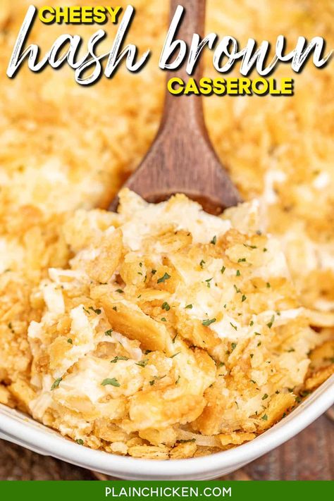 Cheesy Hash Brown Casserole, Hash Brown Potato Casserole, Pork Chop Brine, Cheesy Hashbrown, Cheesy Hashbrown Casserole, Frozen Hashbrowns, Canned Potatoes, Cheesy Hashbrowns, Hashbrown Casserole