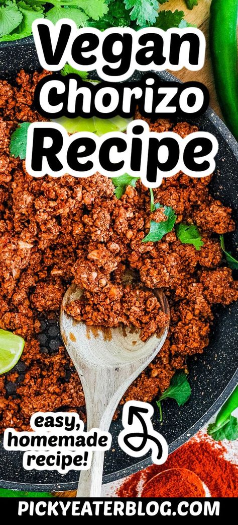 This vegan chorizo recipe is the best! Super flavorful and full of protein, this easy recipe is a great way to make traditional plant-based chorizo. Made with crumbled firm tofu, tomato paste, paprika, and chili powder, you will love this chorizo sausage that is perfect for taco night, breakfast burritos, burrito bowls, and so much more! Veggie Chorizo Recipe, Tofu Chorizo Recipe, Soy Chorizo Recipes, Chorizo Recipes Dinner, Chorizo Recipe, Vegan Chorizo, Homemade Tofu, Vegan Burrito, Chorizo Recipes