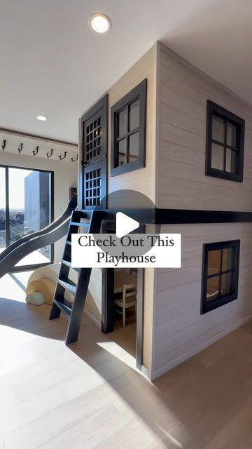 Split Rock Custom Homes | Utah on Instagram: "Let’s take a tour of this custom playhouse…. What do you think?  Custom Builder @splitrockcustomhomes  Architect @urbandesignutah  Design @julia.hugahome  #togethercustom . . . #PlayhouseFun #CustomPlayhouse #KidZone #PlayhouseDesign #OutdoorPlay #CreativePlay #PlayhouseAdventure #CustomBuild #PlayhouseDreams #PlaytimeJoy #DIYPlayhouse #BackyardPlay #ImaginationStation #PlayhouseLife #kidapproveddesigns #splitrockcustomhomes" Playhouse Built In Wall, Built In Playhouse Indoor, Built In Playhouse, Inside Playhouse Ideas, Diy Indoor Playhouse, Playroom Slide, Playhouse Interior Ideas, Inside Playhouse, Basement Playroom Ideas