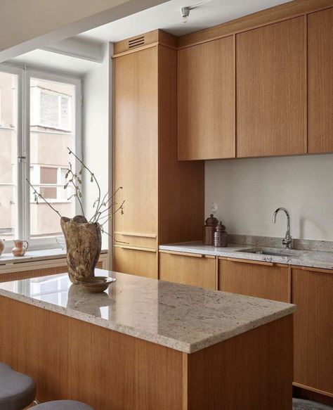 Solid Wood Kitchen Cabinets, Solid Wood Kitchen, White Granite Countertops, Scandinavian Kitchen Design, Coco Lapine Design, Solid Wood Kitchens, Panel Room Divider, Wood Kitchen Cabinets, Inside Design