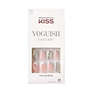 KISS Voguish Fantasy Press On Nails, Nail glue included, Fashspiration', Silver, Medium Size, Coffin Shape, Includes 28 Nails, 2g glue, 1 Manicure Stick, 1 Mini File Fantasy Beach, Diy Gel Manicure, Marble Acrylic Nails, Kiss Products, Pink Gel Nails, Kiss Nails, Fantasy Nails, Kiss Beauty, Gel Glue