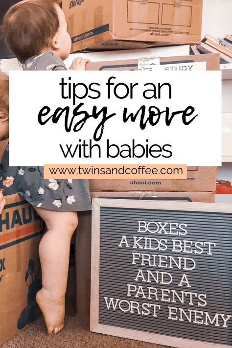 Moving with kids is hard work. Here are a few tips I've learned making for an easy move with a baby (or two if you have twins like me!) Moving With Kids, Toddler Twins, Toddler Friendly Meals, Taking Care Of Baby, Homeowner Tips, Buying First Home, Tips For Moving, Learn To Love Yourself, Move Out Cleaning