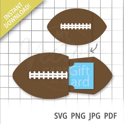 Football Gift Card Holder Svg Template Boys Birthday Card Svg - Etsy Gift Card Holder Template, Birthday Card Svg, Boys Birthday Card, Gift Card Bouquet, Football Diy, Card Svg, Birthday Cards For Boys, Football Gift, Monogram Wreath