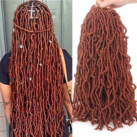 Soft Locs Crochet Braids, Hair Copper Red, Distressed Faux Locs, Curly Faux Locs, Crochet Braids Hair, Locks Hair, Faux Locks, Cute Box Braids, Soft Locs