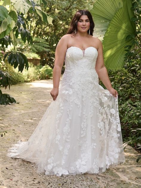 This dress comes in sizes 0-28 Cottagecore Wedding Dress, Cottagecore Wedding, Lace Motifs, Strapless Wedding Gown, Blush Gown, Ivory Gown, Plus Size Wedding Gowns, Maggie Sottero Wedding Dresses, Bridal Elegance