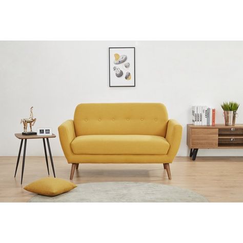 Artdeco Home Oakland Loveseat, Yellow - Walmart.com - Walmart.com Mid Century Loveseat, Yellow Love, Modern Sofa Designs, Comfortable Sofa, Loveseat Sofa, Furniture Deals, 2 Seater Sofa, Upholstered Sofa, Online Furniture Stores