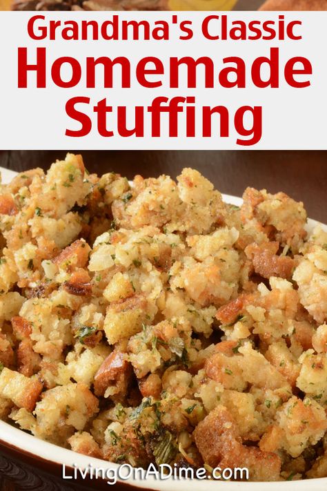 Traditional Stuffing Recipe, Homemade Stuffing Recipes, Classic Stuffing Recipe, Traditional Stuffing, Classic Stuffing, Potatoes Mashed, Traditional Thanksgiving Recipes, Homemade Stuffing, Stuffing Recipes For Thanksgiving