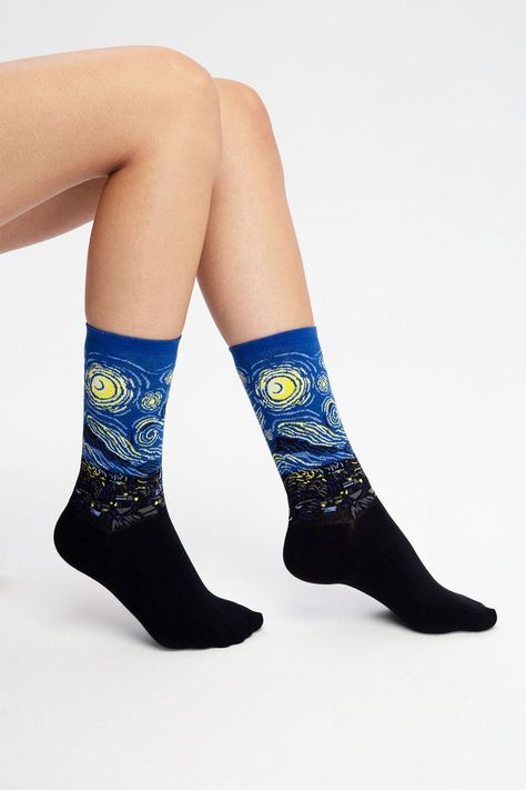 Socks Photoshoot, Van Gogh The Starry Night, Socks Photography, Gogh The Starry Night, Art Socks, The Starry Night, Stylish Socks, Socks Gift, Funny Socks