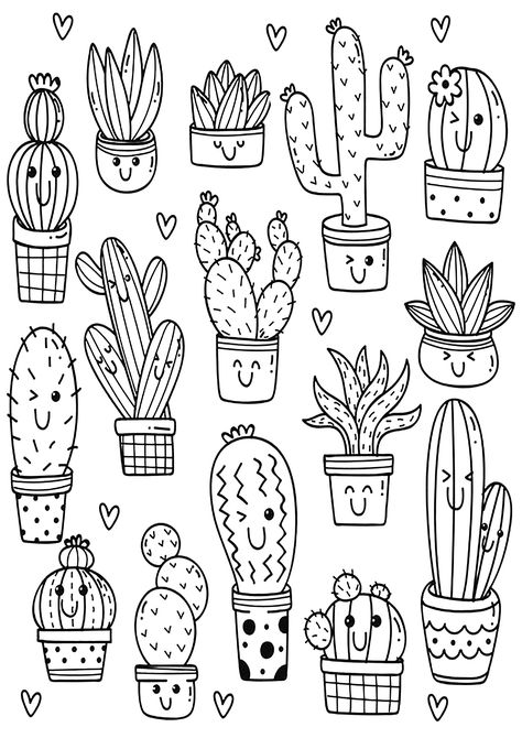 Coloring page : Flowers - JustColor.net : Free printable coloring pages for adults and kids Coloring Pages Plants, Cactus Coloring Page Free Printable, Succulent Coloring Page Free Printable, Coloring Page Flowers, Botany Coloring Pages, Houseplant Coloring Pages, Garden Coloring Pages For Adults, Printable Flowers, Coloring Therapy