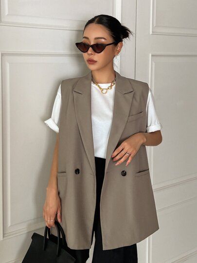 Sleeveless Blazer Outfit, Ropa Semi Formal, Outfit Mit Blazer, Vest Outfits For Women, Blazer Casual, Sleeveless Blazer, Chique Outfits, Blazer Outfit, Looks Street Style